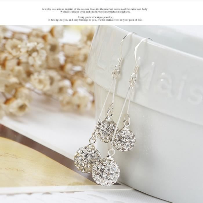 Earrings - Luxury - Dangle - Silver - Alloy - Rhinestones