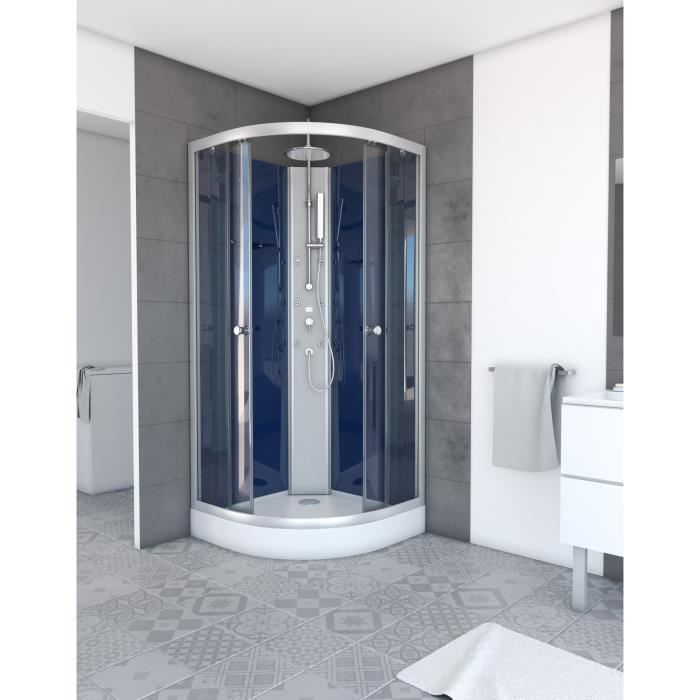 Cabina de ducha de hidromasaje AURLANE Night Blue 2 - Estructura de aluminio - 85 x 85 x 225 cm - Azul medianoche