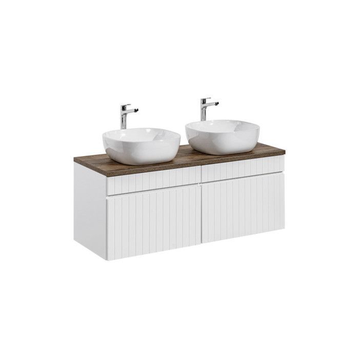Dubbele wastafel met hoge kast - 160 cm - Emblematic White