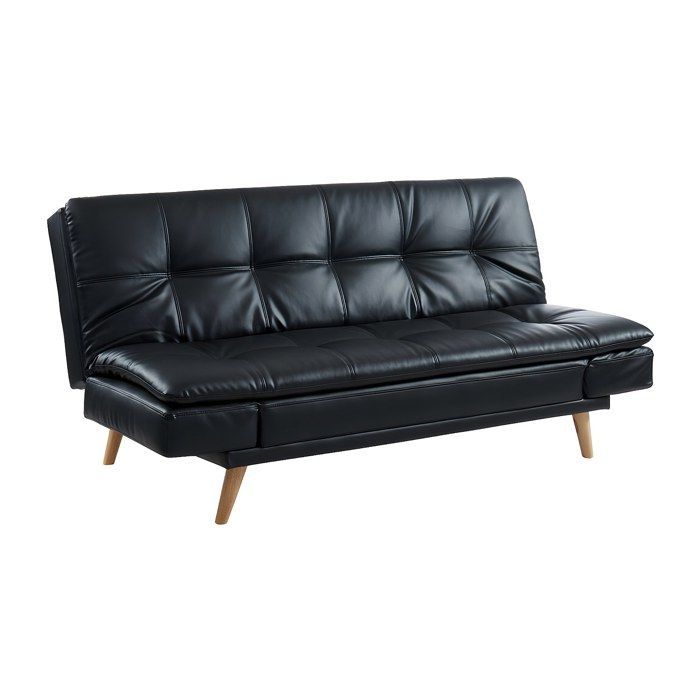 Divano letto a 3 posti ZARINA con meccanismo click-clack in similpelle - Nero