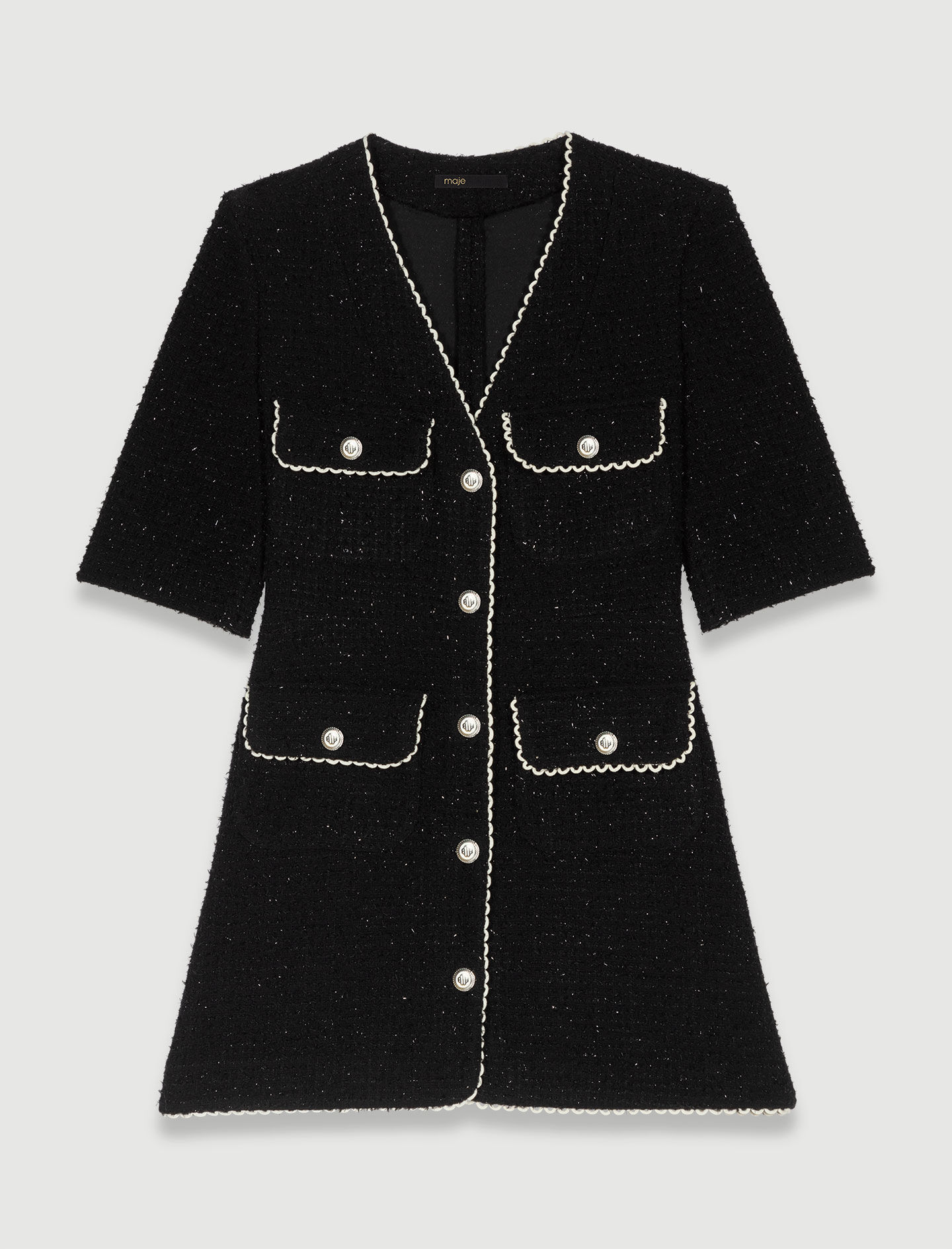 Rochie scurtă din tweed - Negru