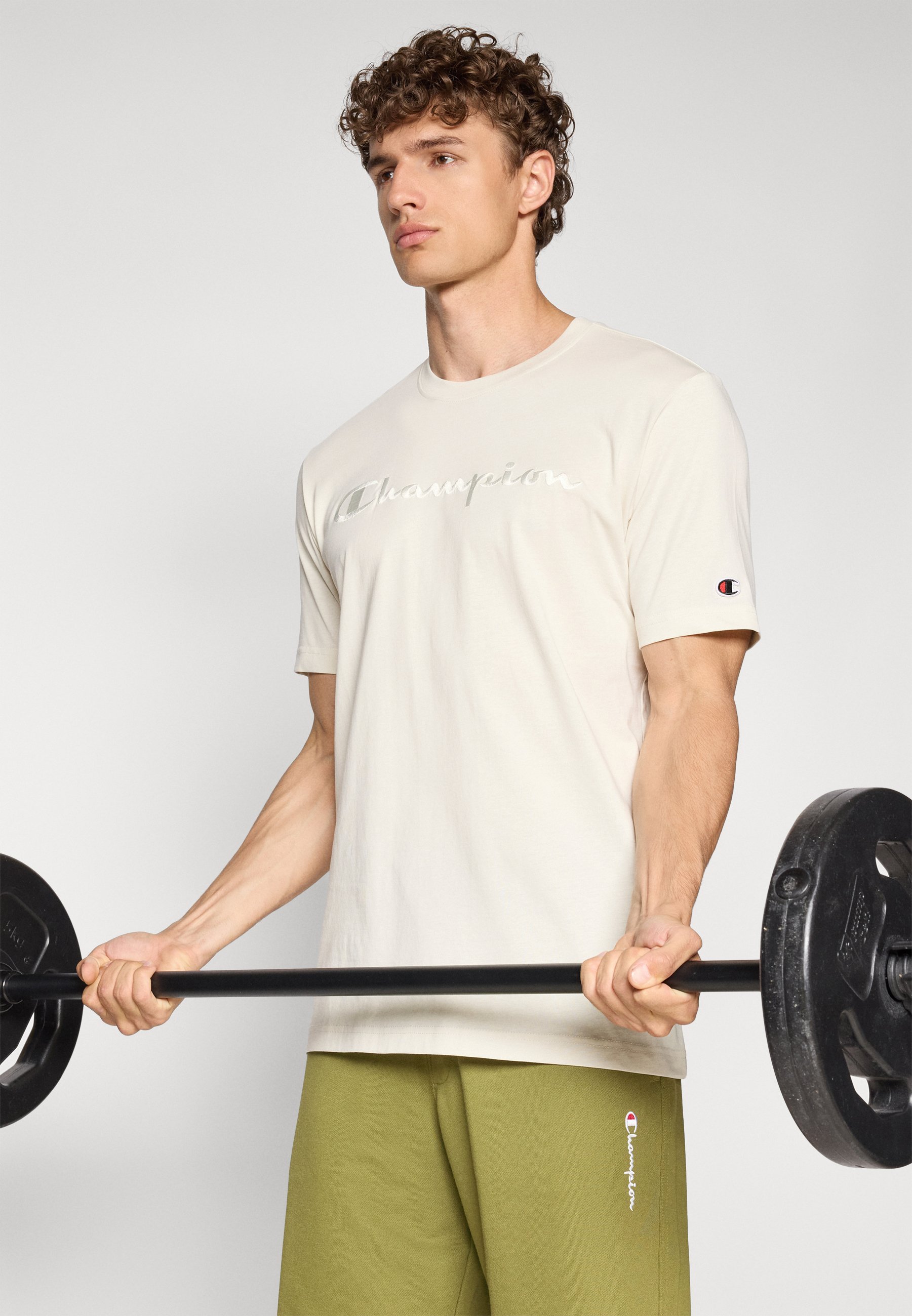 Champion ICONS TONAL CREWNECK CON LOGO GRANDE - T-shirt stampata - beige