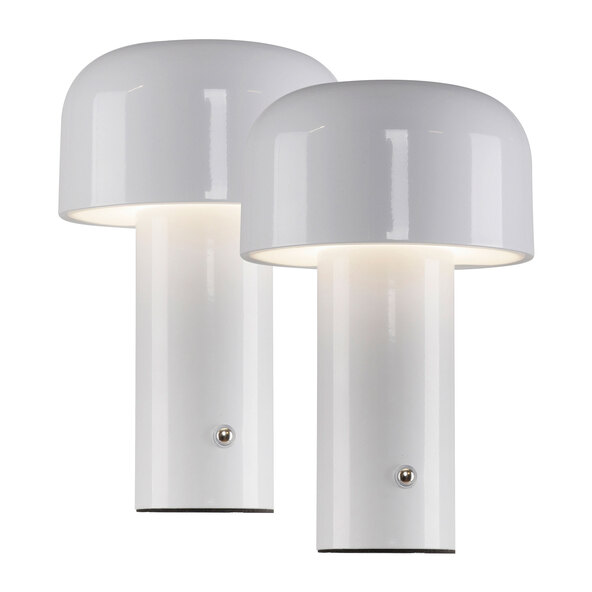 Επαναφορτιζόμενη επιτραπέζια λάμπα LED Cremini, σετ 2 τεμαχίων, λευκή