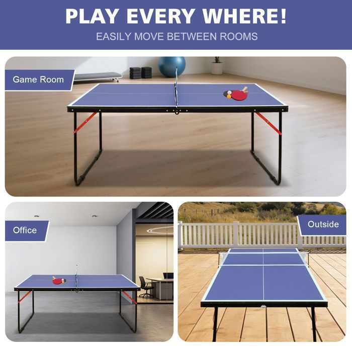 Tavolo da ping-pong con rete - pieghevole - Dimensioni del prodotto 137 × 76 × 66 cm - 1 paio di racchette da ping-pong