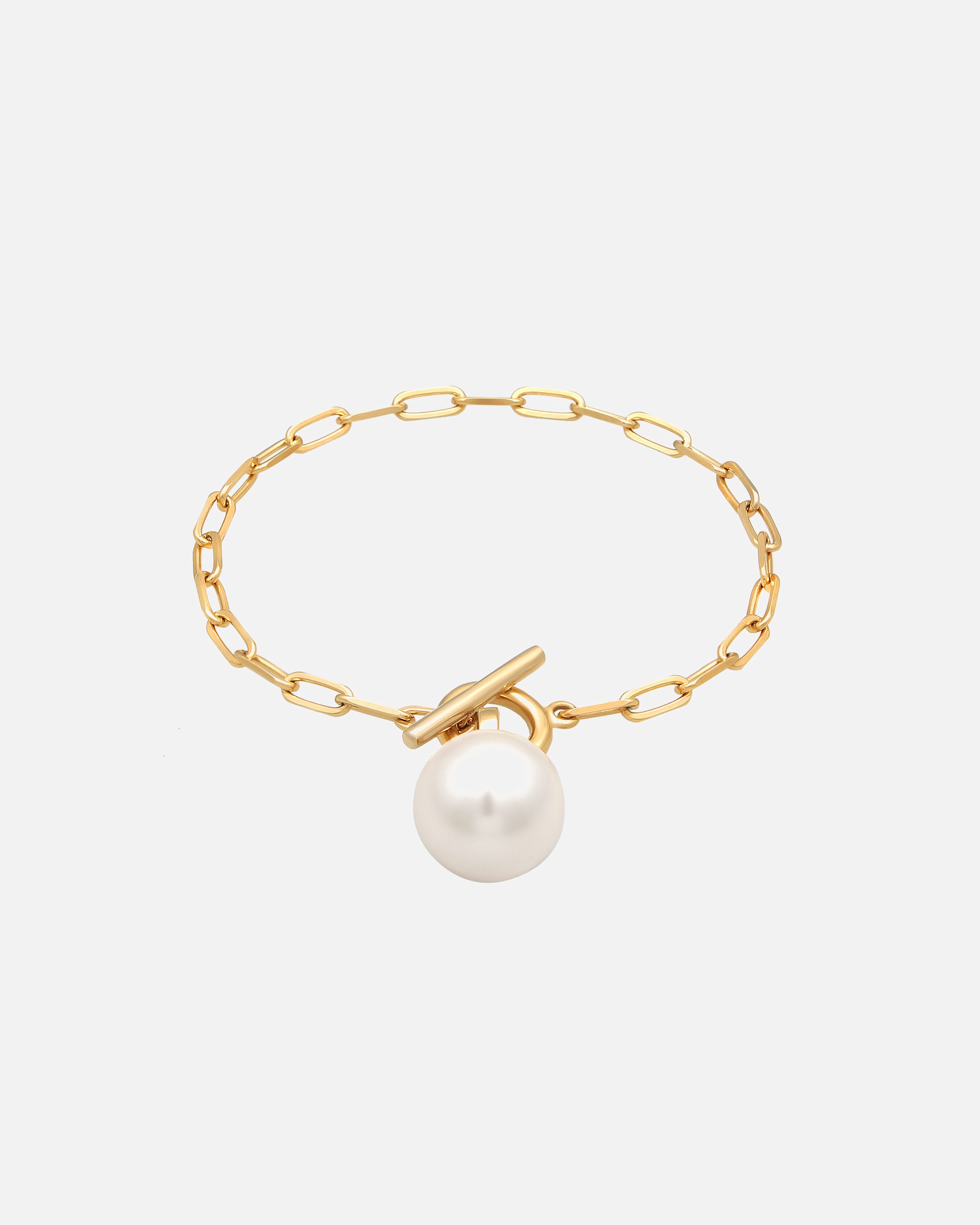 Elli Femmes maillons Basique fermoir garrot avec perle synth. en argent sterling 925 plaqué or