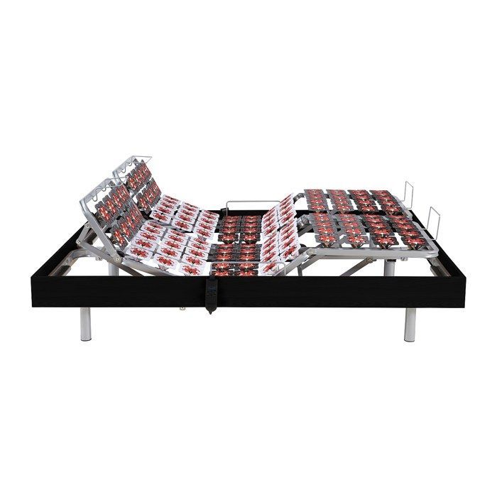 Base de cama eléctrica de relajación con elementos decorativos, 2 x 78 listones - 2 x 90 x 200 cm - Negro - NAFURI by YSMÉE