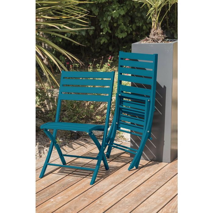 MARIUS 110 cm 4-persoons eethoek in eendenblauw aluminium