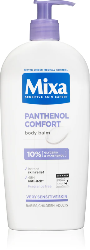 Mixa Panthenol Comfort verzachtende bodylotion voor een zeer droge, gevoelige en atopische huid.