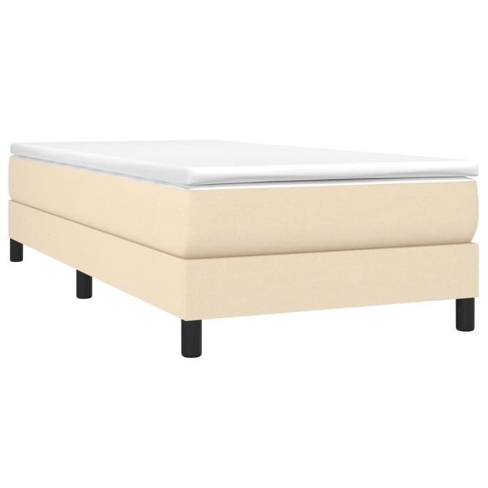 Base de cama tapizada - AKOZON - Crema - 90x190 cm - Somier de láminas de madera contrachapada - Patas robustas