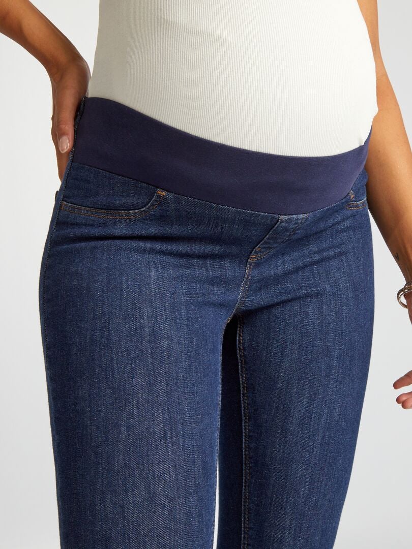 Calça jeans skinny de maternidade com elastano - AZUL