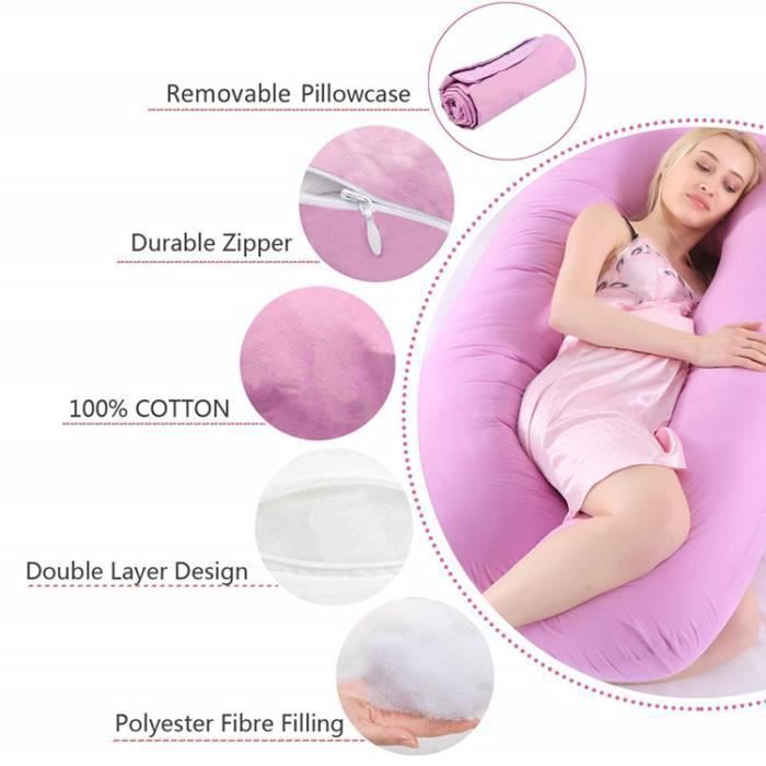 Coussin De Grossesse Oreiller Pour Maternité Avec Couvercle À Fermeture À Glissière Multifonctionnel Lavable Oreiller En Form Label