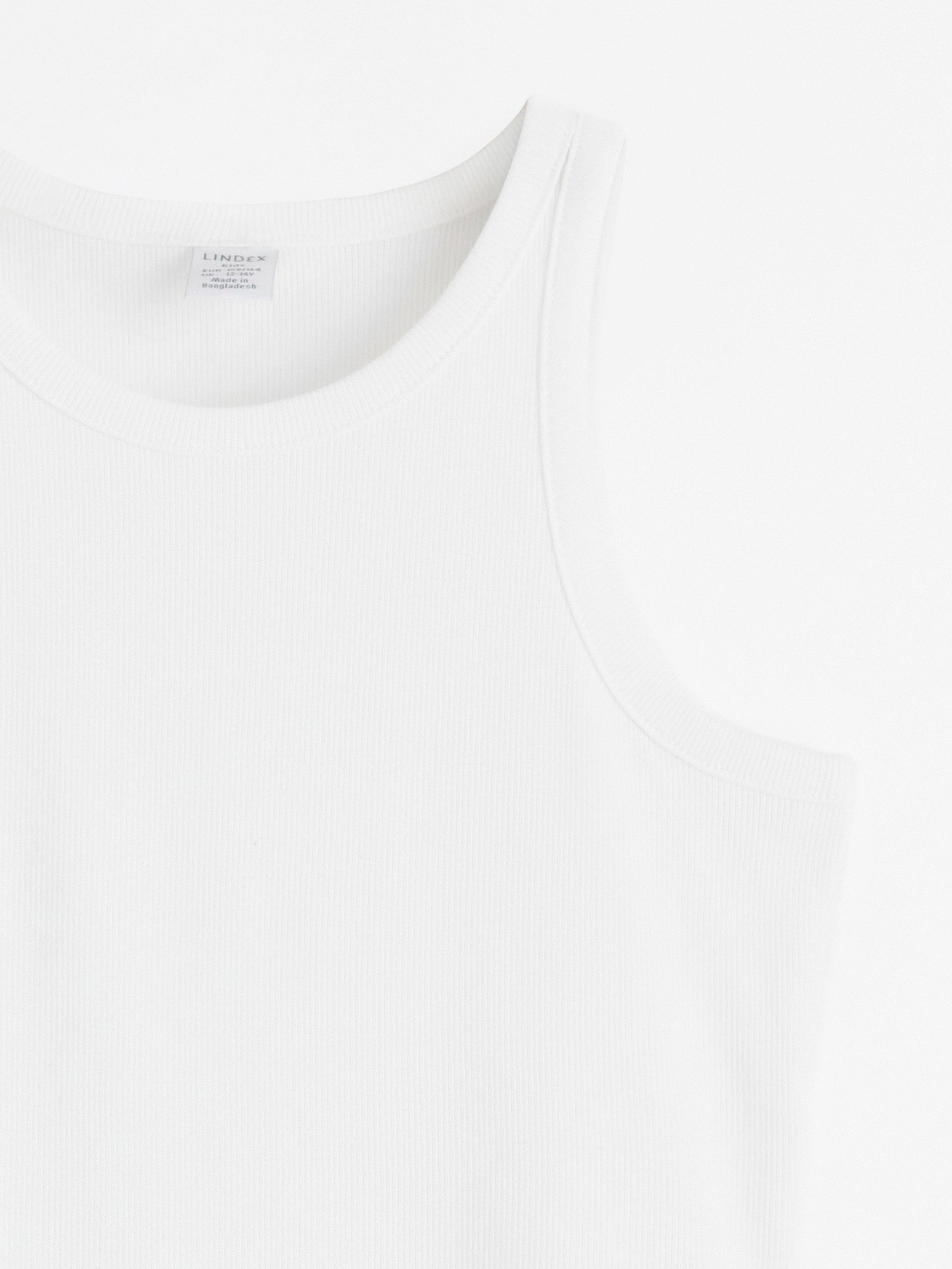 Ribbet linne Off White