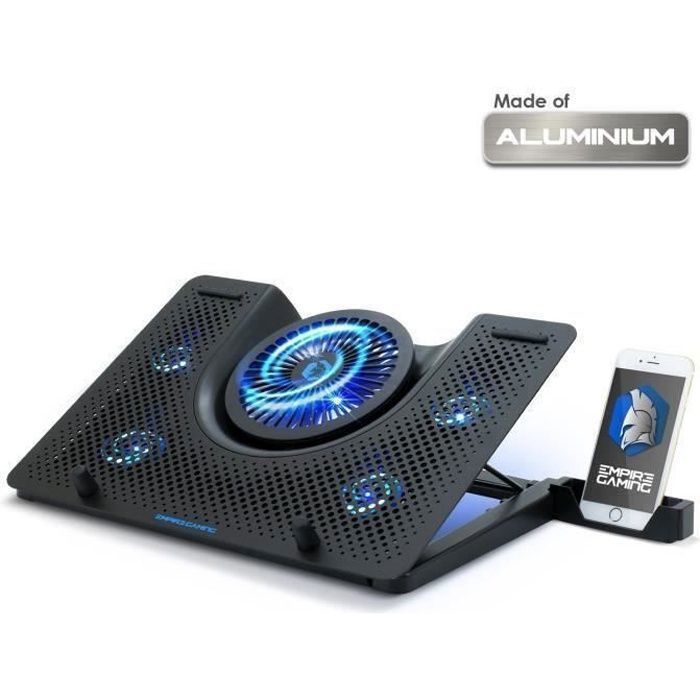 EMPIRE GAMING - Cooler para Notebook Gamer Turboost em Alumínio - 5 Ventoinhas - Suporte Ventilado para Notebooks de 12 a 17 Polegadas