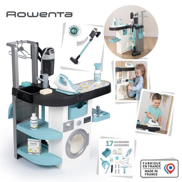 Smoby - Rowenta - Lavanderia per bambini - Set per il gioco di ruolo - Suoni realistici - 17 accessori realistici
