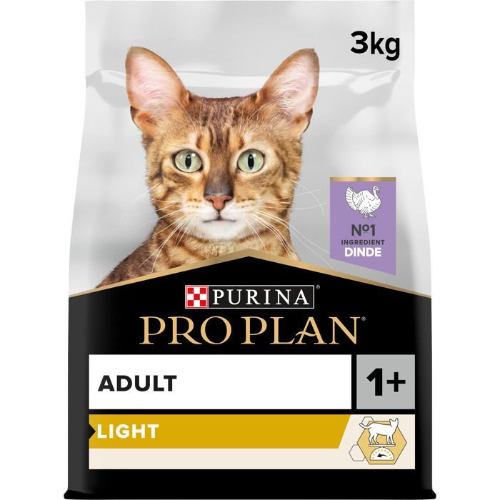 Pro Plan Light Adult 1+ Peru 3kg - Alimento seco completo para gatos adultos com sobrepeso e gatos propensos ao ganho de peso.