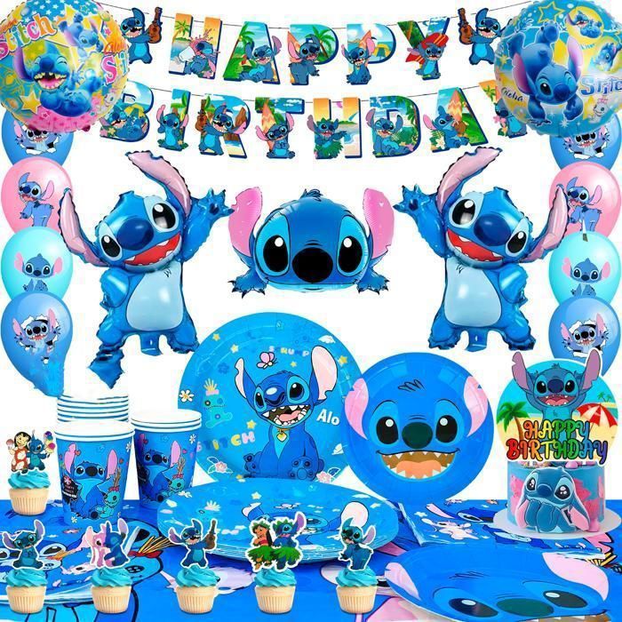 Stitch Birthday Decorations, Birthday Party Supplies, Lilo & Stitch Birthday Tableware Set, Balloon Decorations