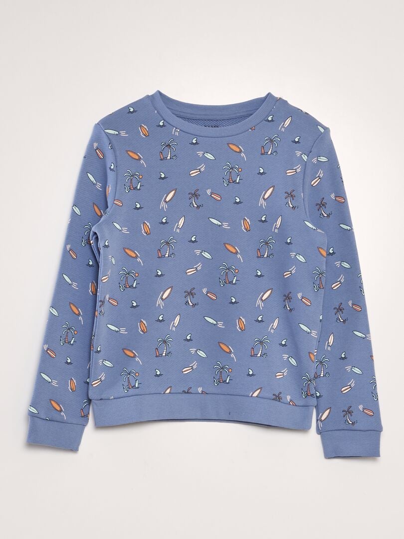 Bedrukte French Terry-sweatshirt - BLAUW