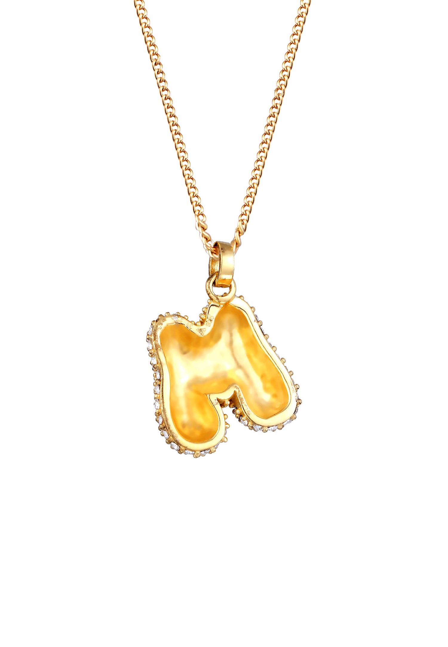 Elli Elli Collier Femme Lettre Pendentif Cristaux de Verre Xilion Cut Blanc 925 Argent Sterling Plaqué Or 45cm