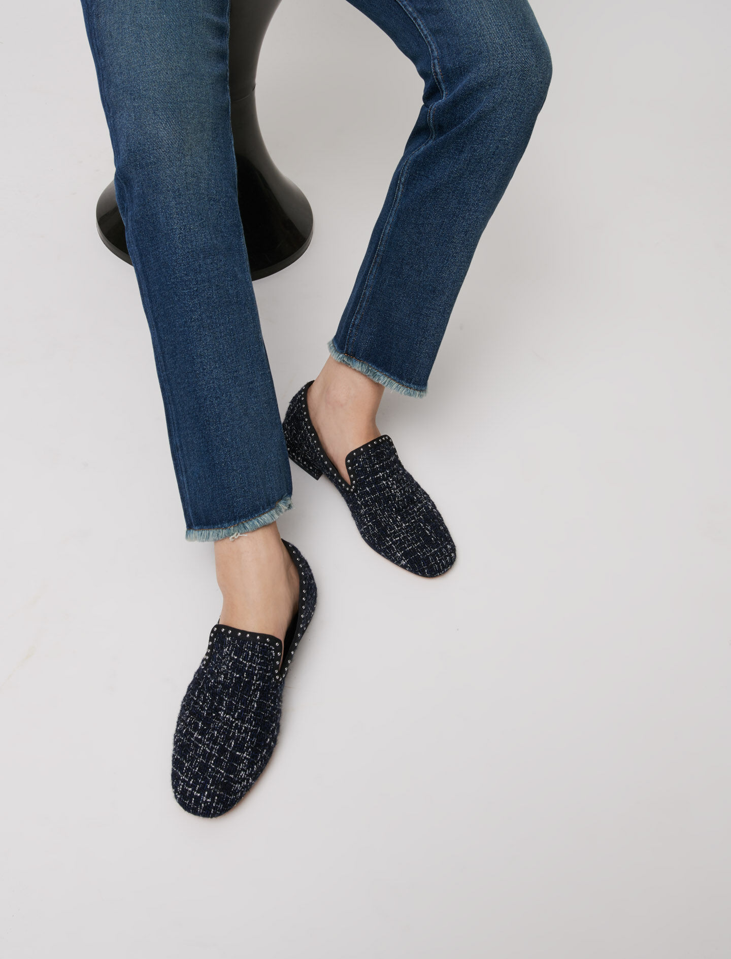 Tweed loafers - Marineblauw/Ecru