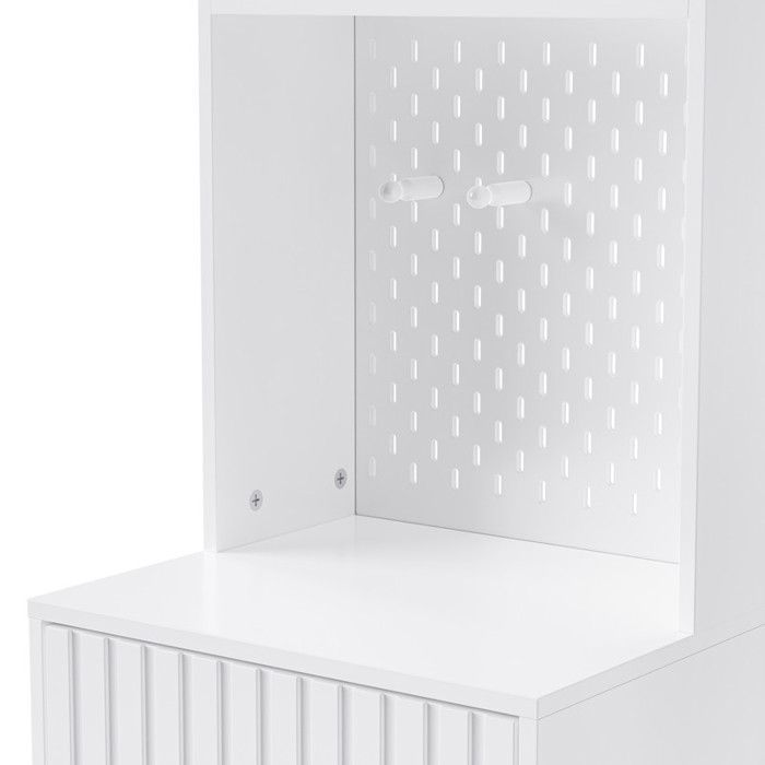 Meuble d’entrée avec rangement et banc – Vestiaire avec miroir, étagères et porte-manteaux, meuble chaussure blanc