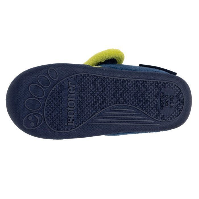 Pantuflas Isotoner para bebé niño con cierre de velcro, buen soporte para el pie, suela antideslizante, azul marino.