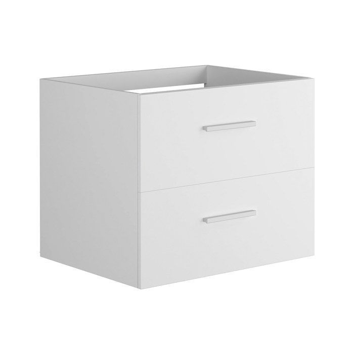 Mueble de baño suspendido KAYLA con lavabo individual y columna de almacenamiento - Blanco - 60 cm