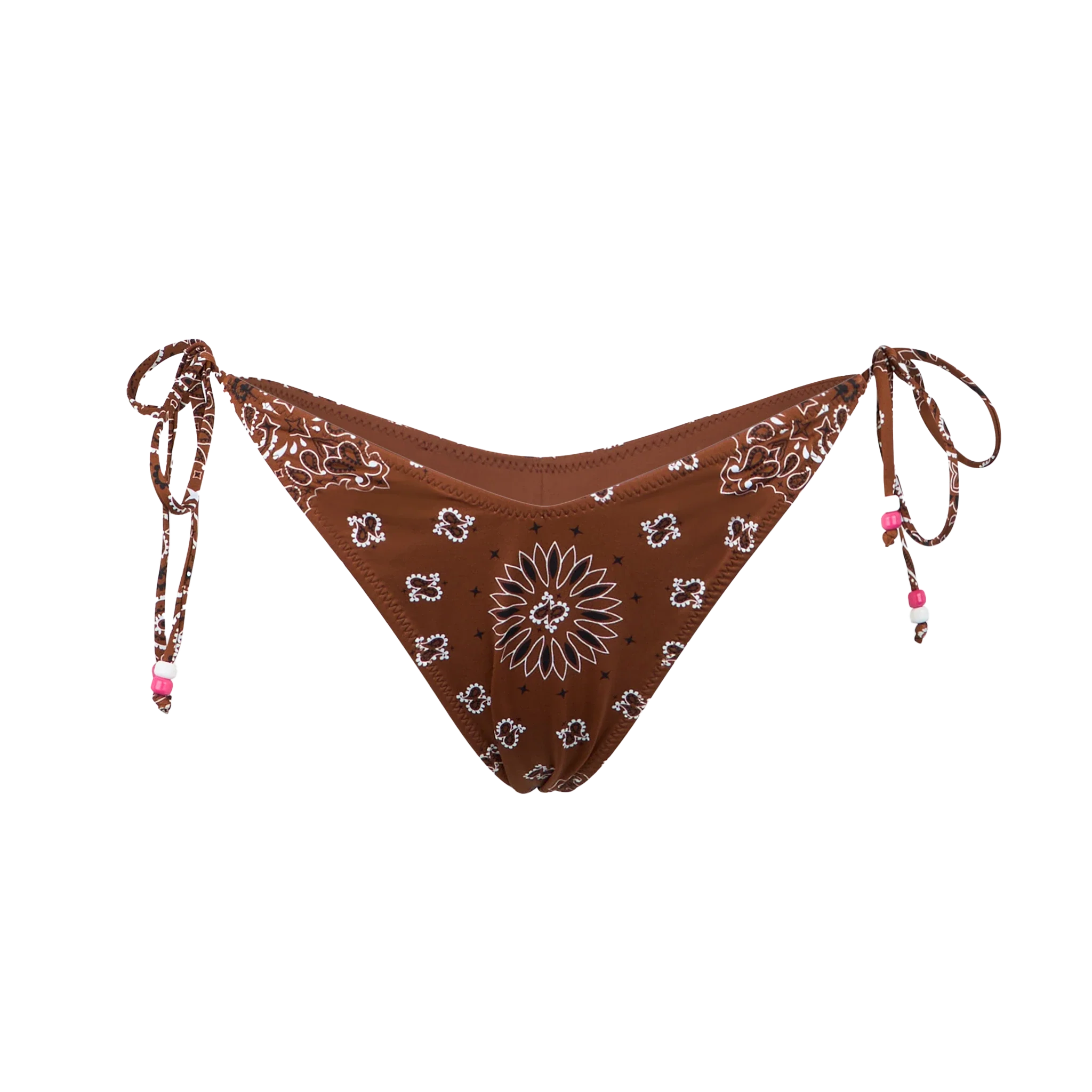 Braguita de baño de corte alto para mujer con estampado de pañuelo.