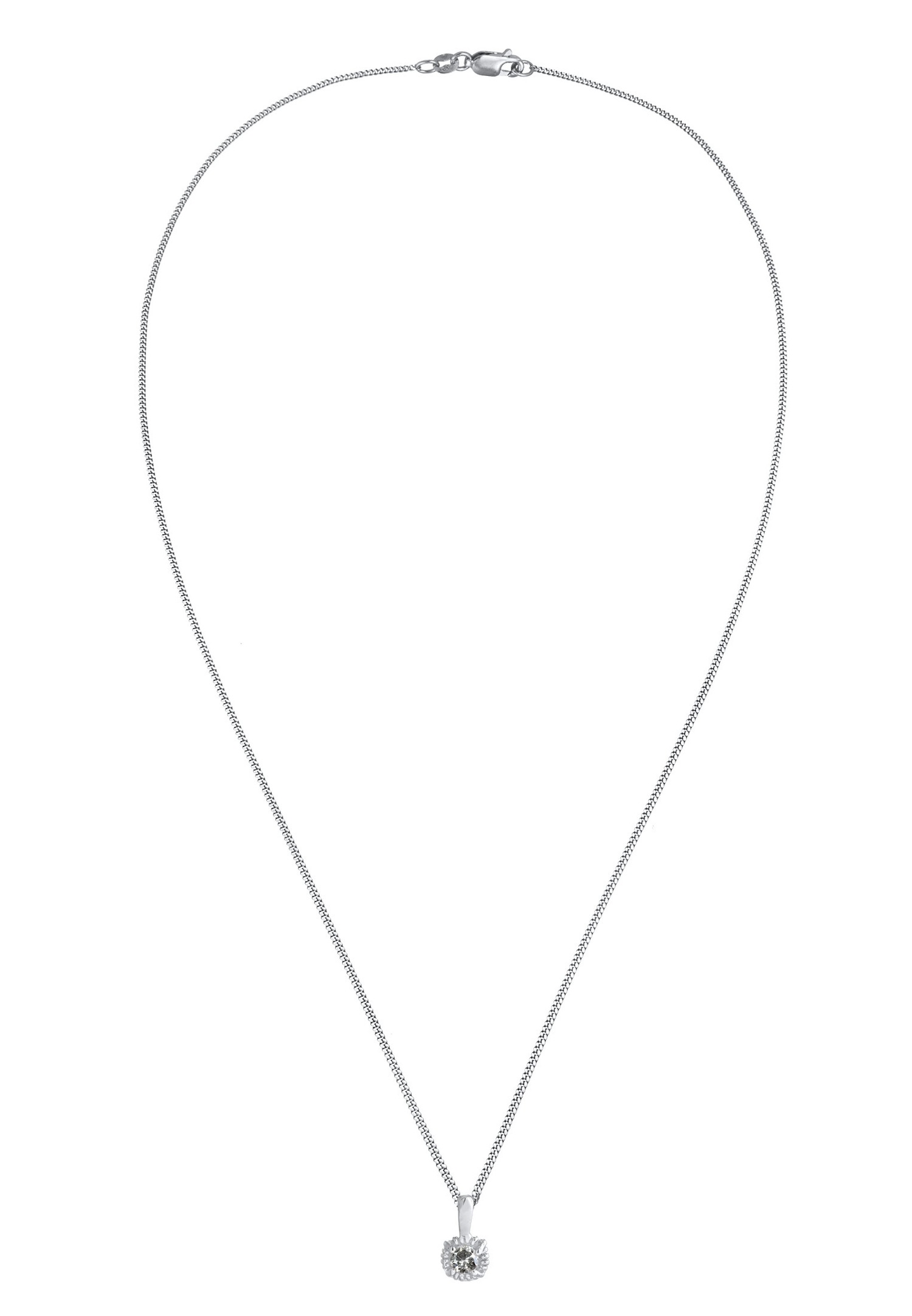 Elli DIAMONDS Pendentif Solitaire Femme Poivre Sel avec Diamant (0.11 ct.) en Argent Sterling 925