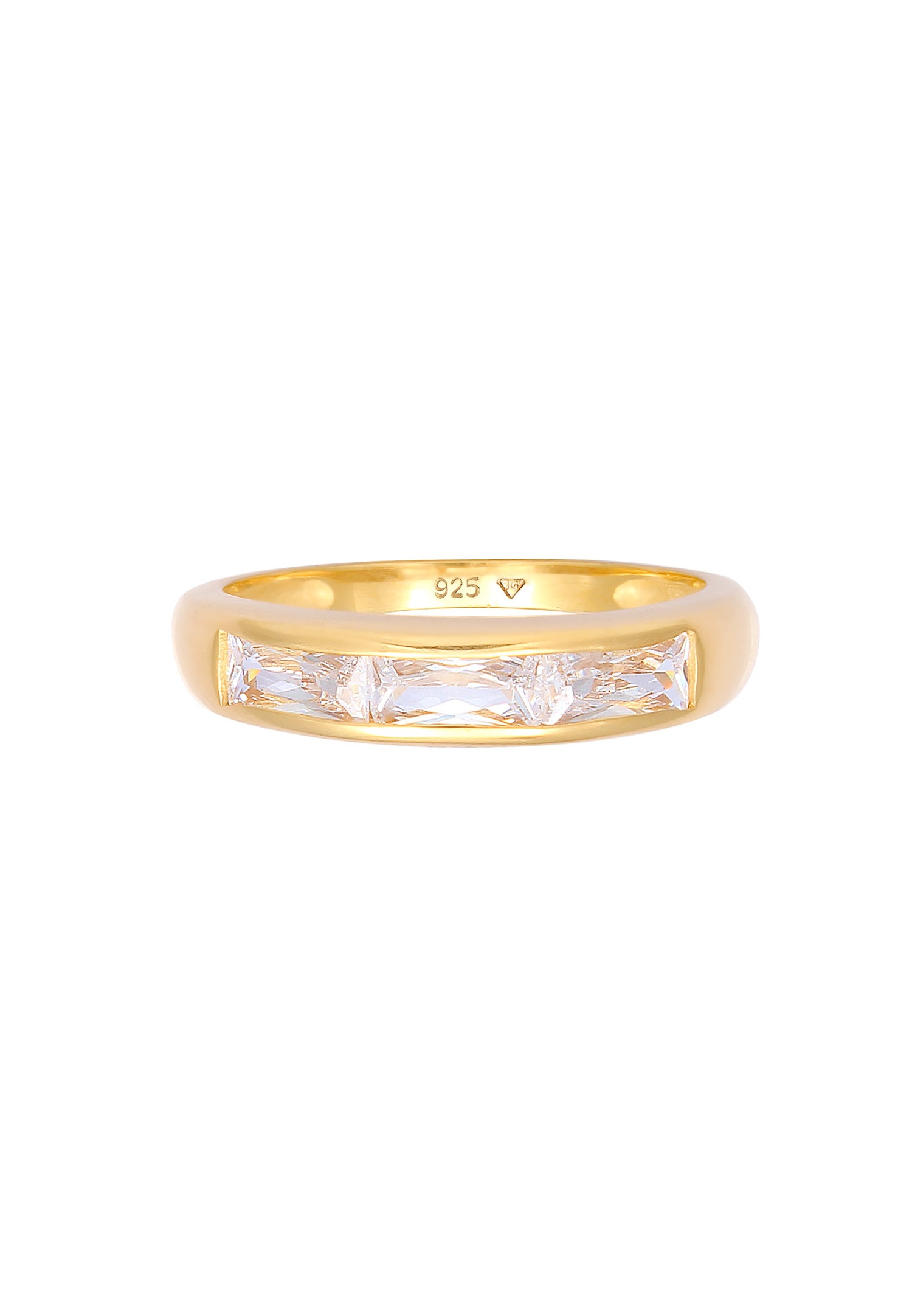 Elli Bague pour dames étincelantes avec des cristaux de zircone en 925/1000 argent massif et plaqué or