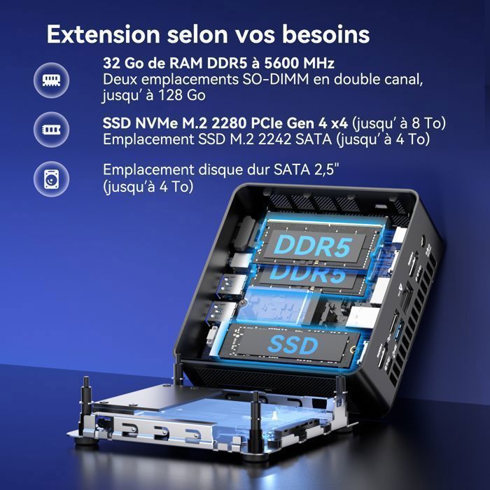 GEEKOM IT15 Mini PC IA Intel Core Ultra 9 285H (15e Gén) 32Go DDR5 & 1To SSD GPU WiFi 7 | 8K Windows 11 Pro