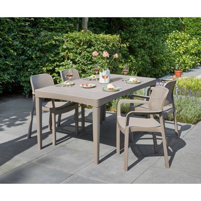 Mesa de exterior Salmon Dmora, em plástico cinza taupe, 90x160x74 cm (altura)