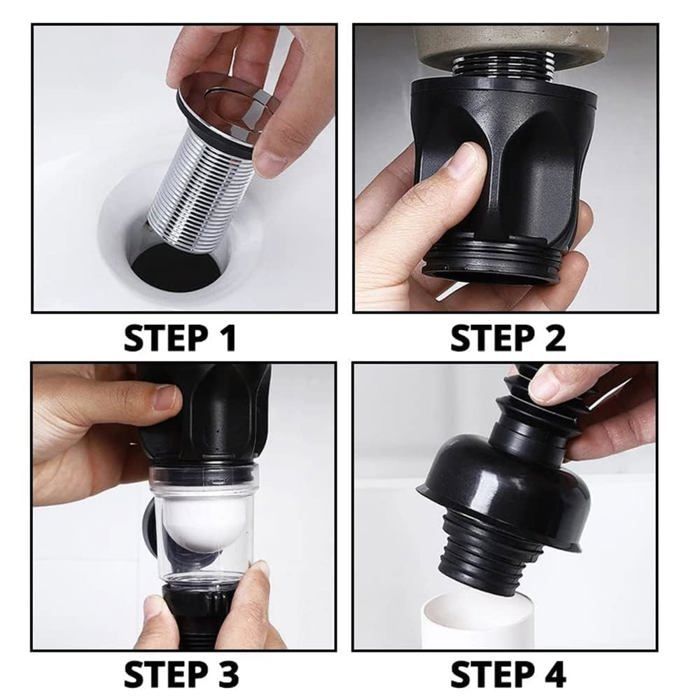 Kit para ralo de pia de banheiro com sifão em P flexível e extensível anti-odor (tipo com amortecimento).