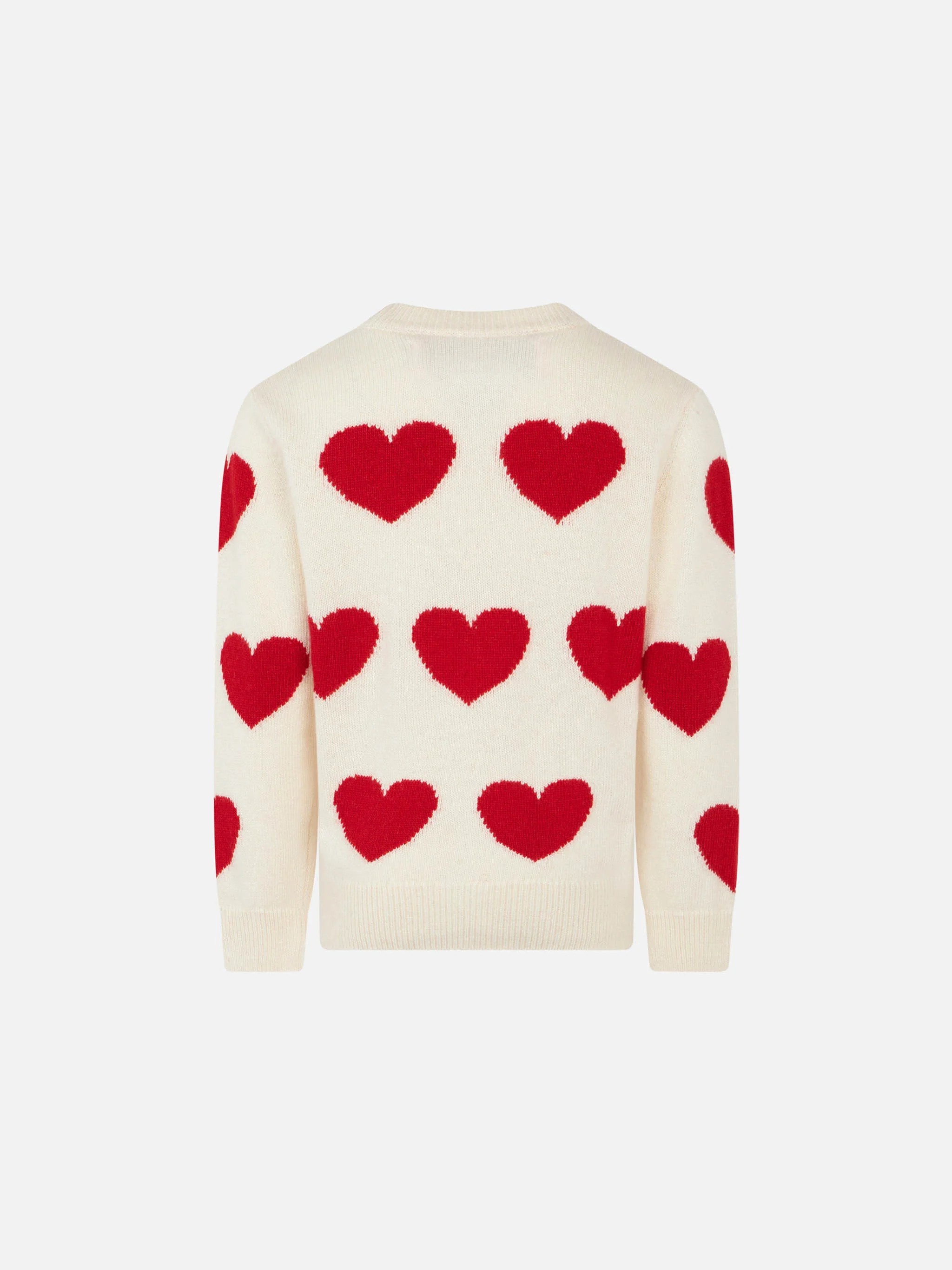 Witte meisjestrui met jacquard hartjesprint