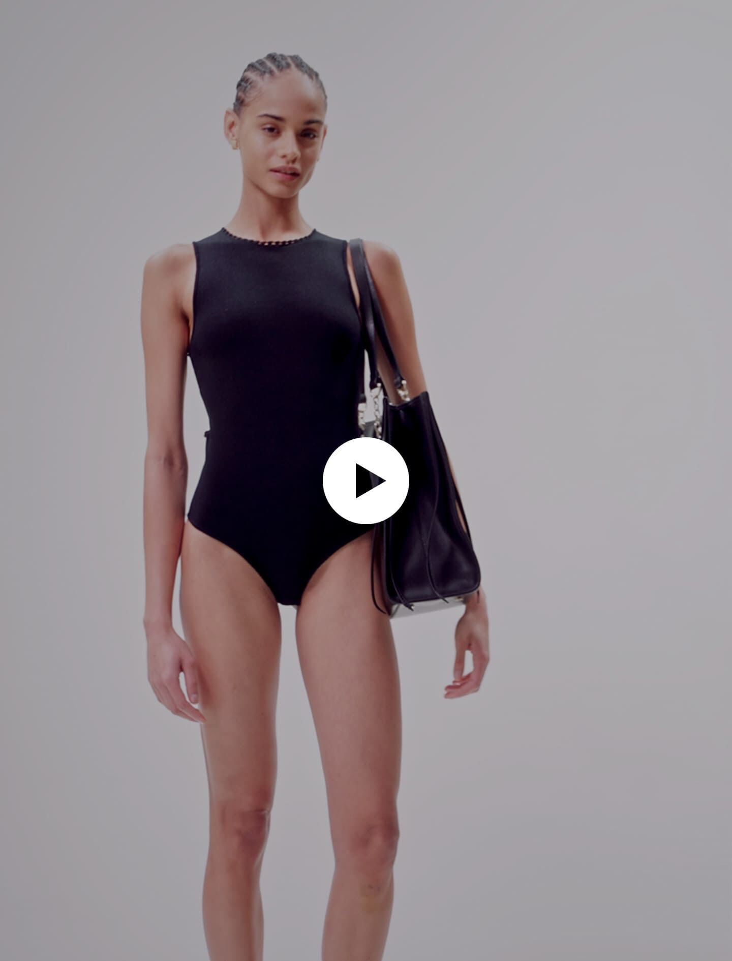 Gebreide bodysuit met uitsparingen - Zwart