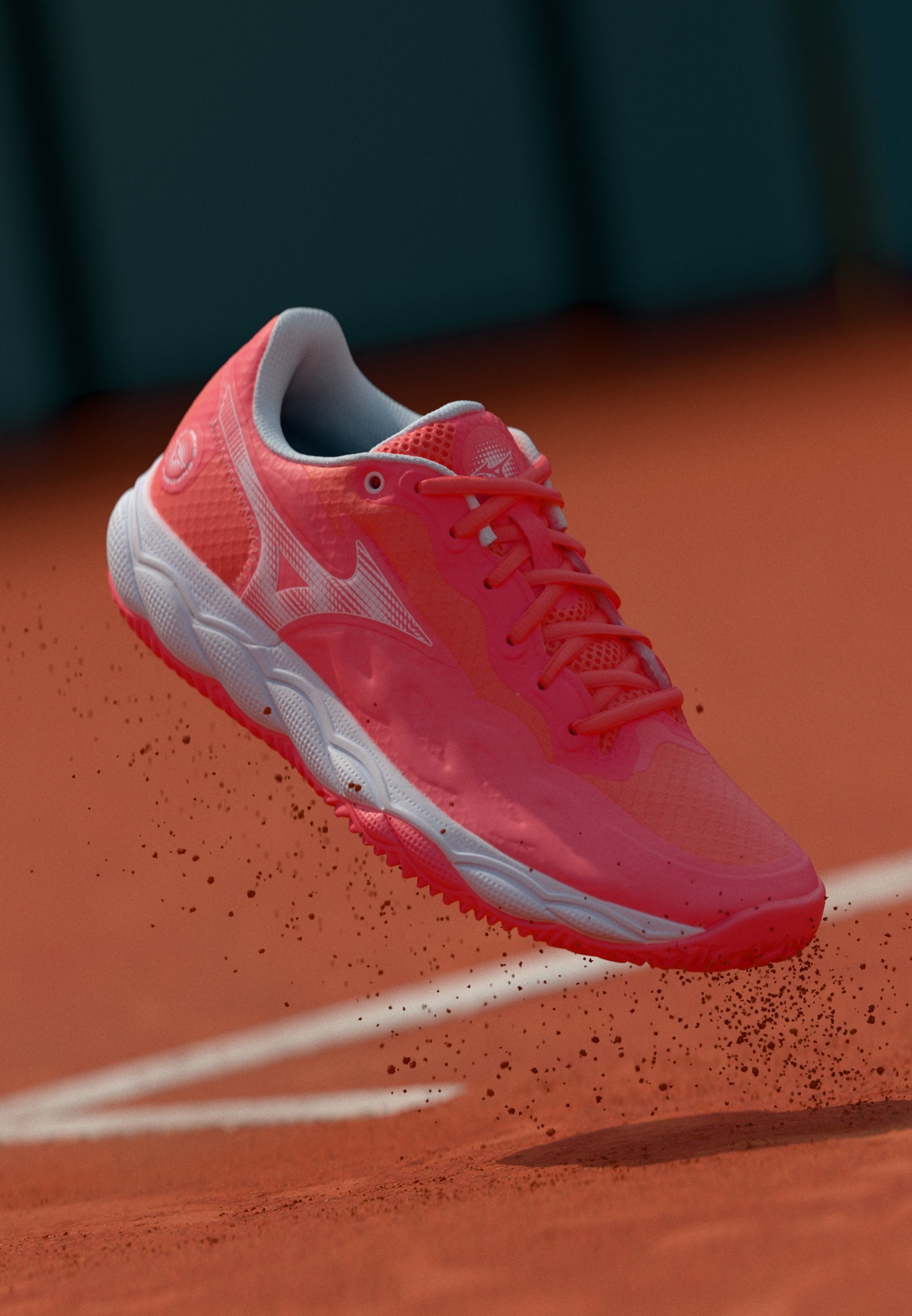 Mizuno WAVE ENFORCE COURT - Tennisschoenen voor gravelbanen - opvallend koraal/wit/lichtroze