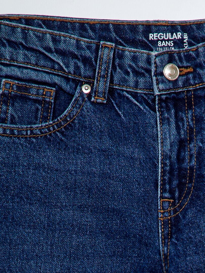 Calça jeans de corte regular com 5 bolsos - AZUL