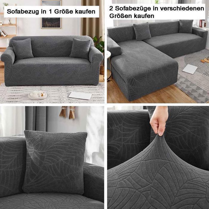 Funda para sofá esquinero - XVX - Universal - Impermeable - Elástica - Gris oscuro - Dos plazas