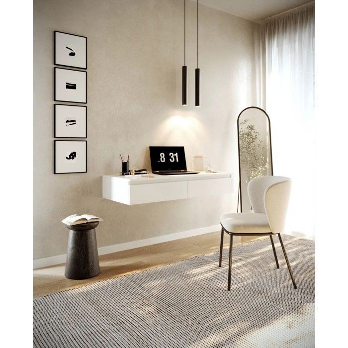 Dressing table with desk and 2 drawers - BEMMI - 120 cm - white