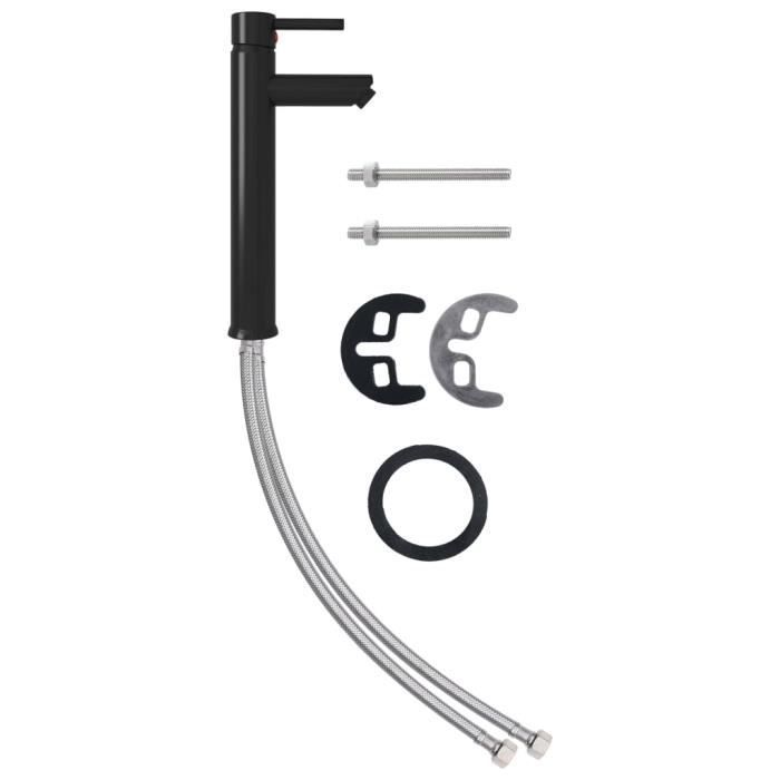 VIDAXL Black Bathroom Faucet - Single Hole - Brass - Contemporary Design