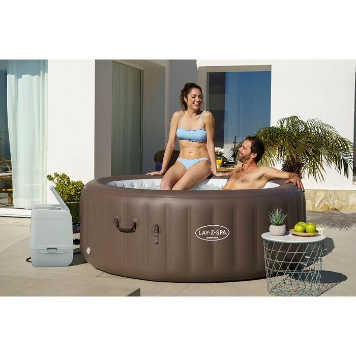 BESTWAY inflatable spa - Lay-Z-Spa Dominica - 140 airjets - 196 x 71 cm - 4 to 6 seats - Round (cover, cartridge, 4 headrests)