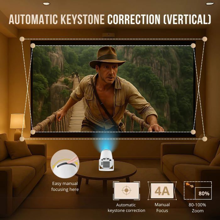 Vidéoprojecteur Portable Hy300 Pro U2013 Mini Projecteur 170 Ansi Lumens, Résolution Native 720P, Android Tv 11, Wifi & Blu[XV139]