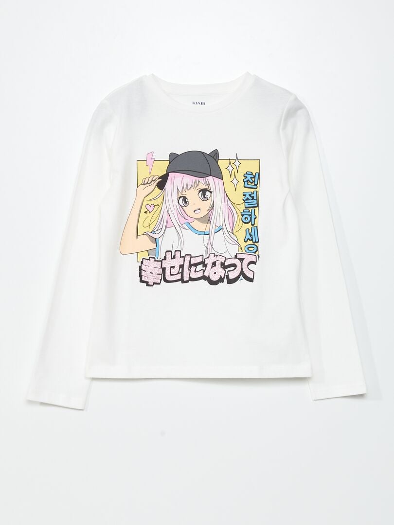 Koszulka z nadrukiem Manga Jersey – biała
