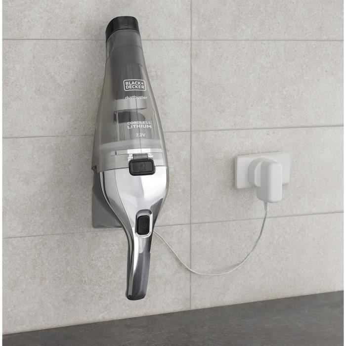 Aspirateur à main sans fil BLACK+DECKER NVC220WC-QW Dustbuster Lithium 7,2V 15,5 AirWatts 385 ml Gris métalisé