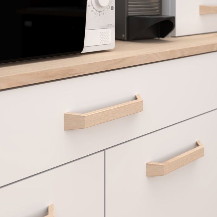 Buffet de cuisine - ESSENTIEL 2 - 120,1 x 40,3 x 182,6 cm - Blanc / Chêne - PARISOT