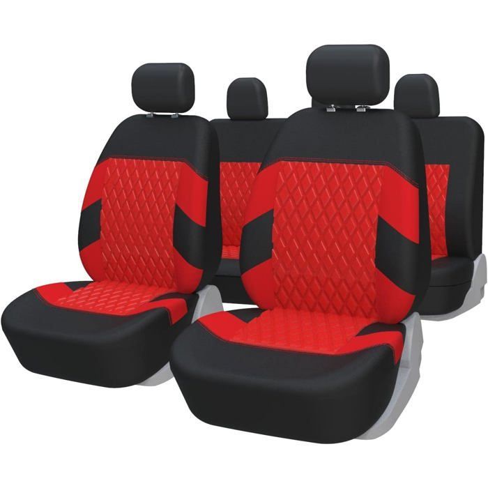 Juego completo de 5 fundas para asientos de coche, fundas universales y fundas para asientos traseros abatibles 50/50 o 60/40.