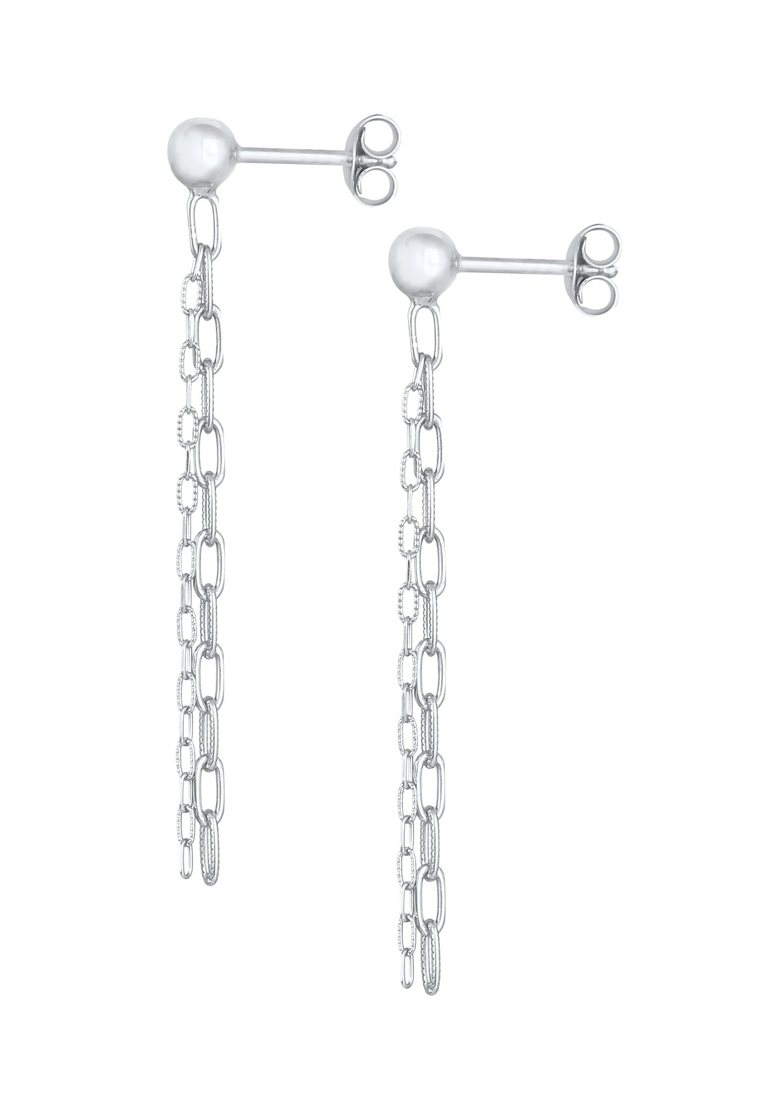 Elli Boucles d'oreilles pour femmes, chaîne à maillons avec pendentifs, blogueuse tendance en argent sterling 925 plaqué or.
