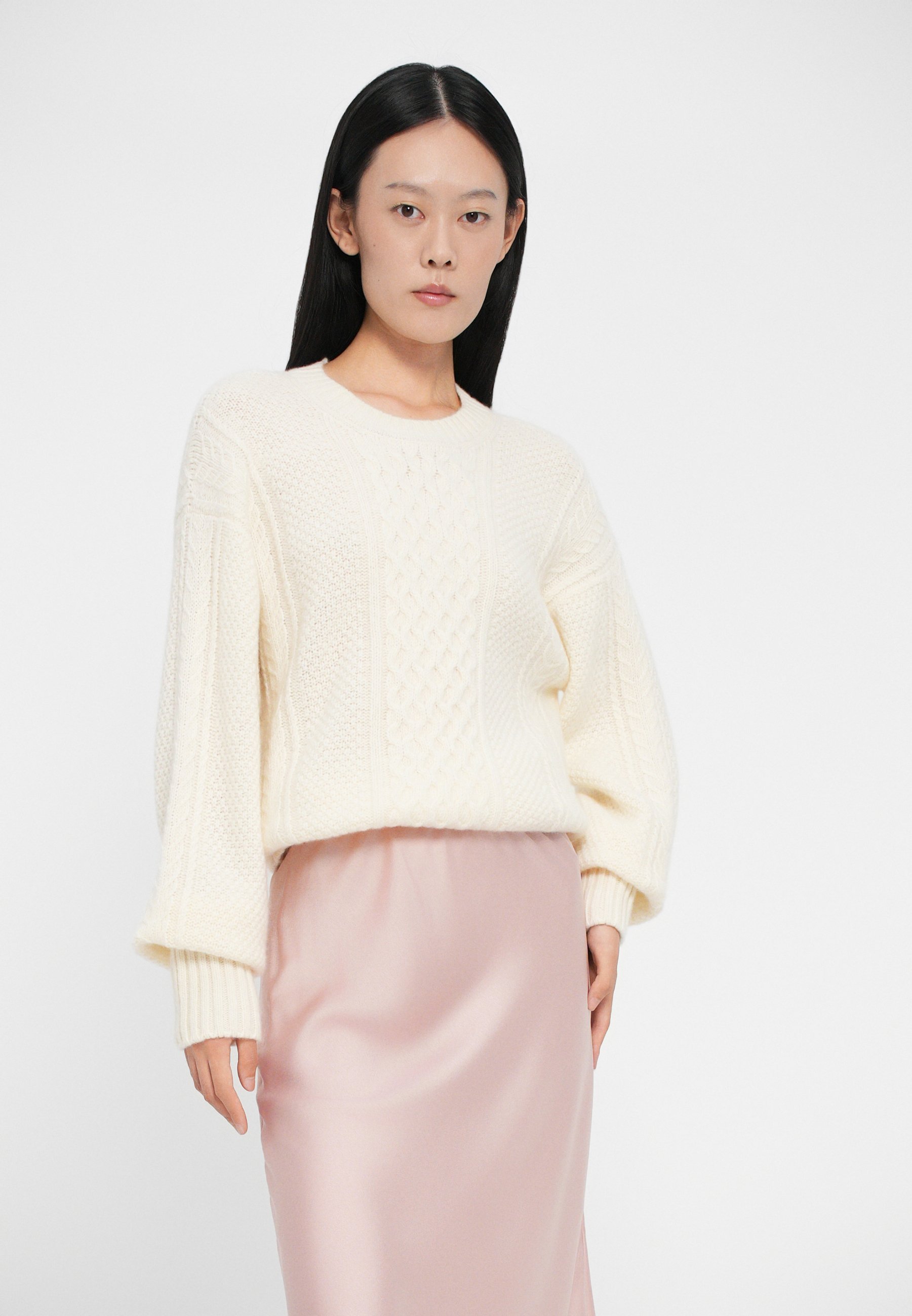 Anna October CHAMPACA MIDI SZOKNYA - A vonalú szoknya - púderrózsaszín
