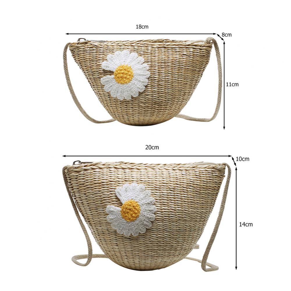 Sac bandoulière en paille, sac en rotin tressé, petit sac de plage/voyage pour fille, idéal pour les vacances, cabas tendance et décontracté d'été