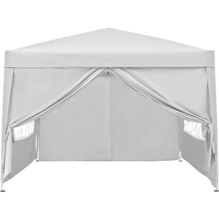 Tonnelle de jardin pliante - BORNEO - Cadre blanc et toile écru - 4 parois - Sac de transport - 3 x 3 m