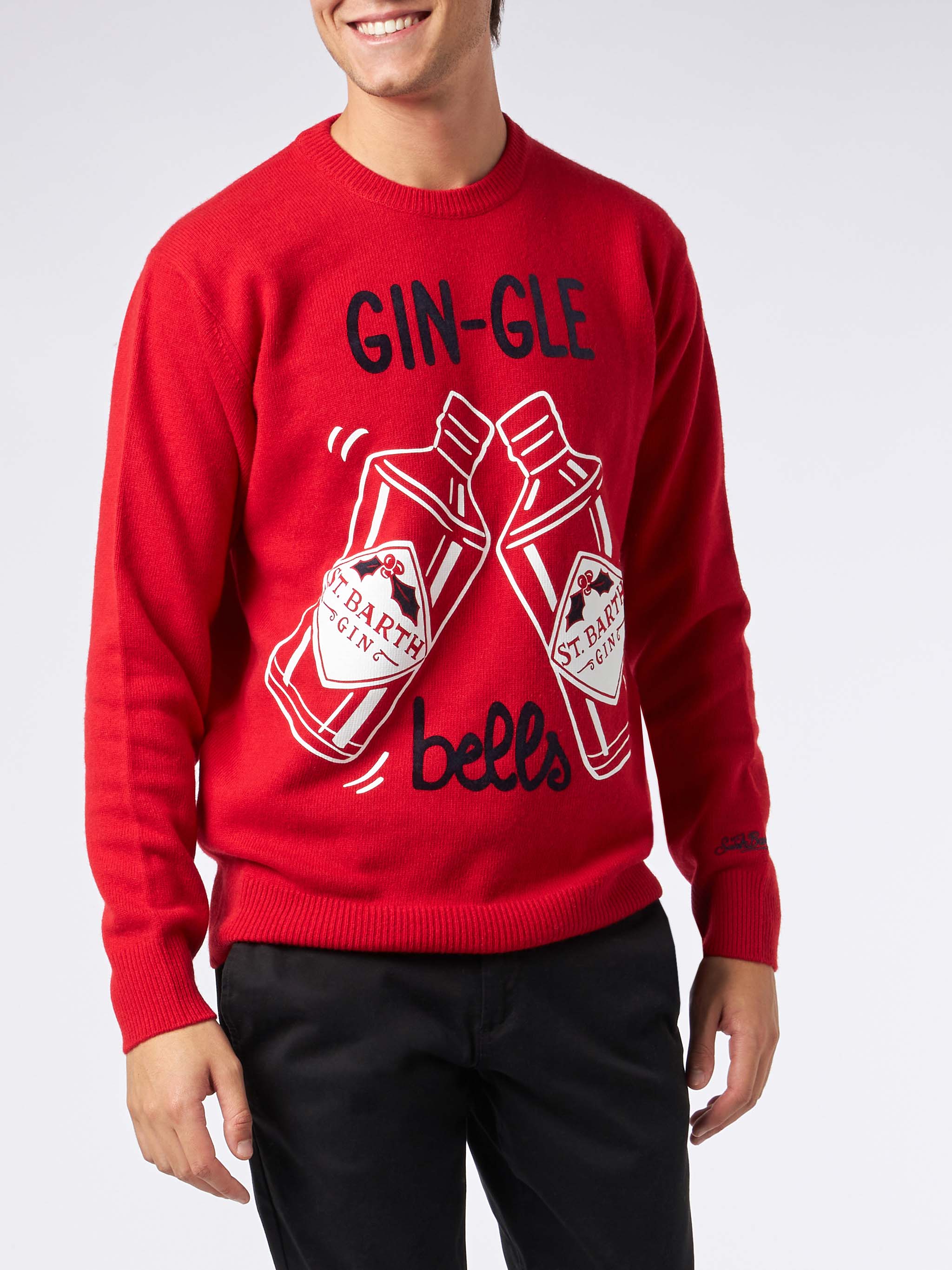 Jersey rojo de hombre con estampado de Gin-Gle Bells